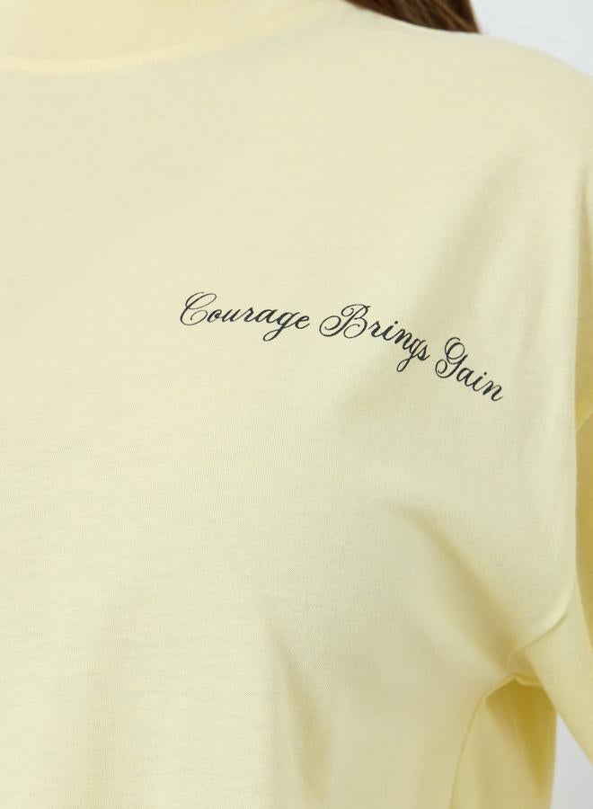 ستايلي تيشيرت واسع بطبعة كتابة وأكمام قصيرة - Image 4