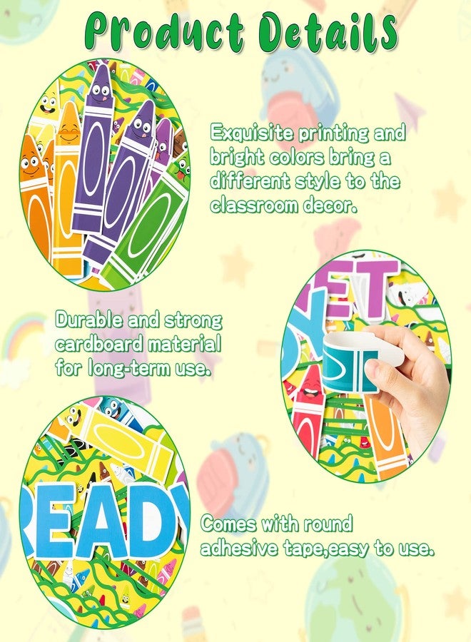 CPicdn 118Pcs Crayon Cutouts Back to School Bulletin Board Set Colorful Crayons Pencil Name Tags Label First Day of School Classroom Decorations - Image 3