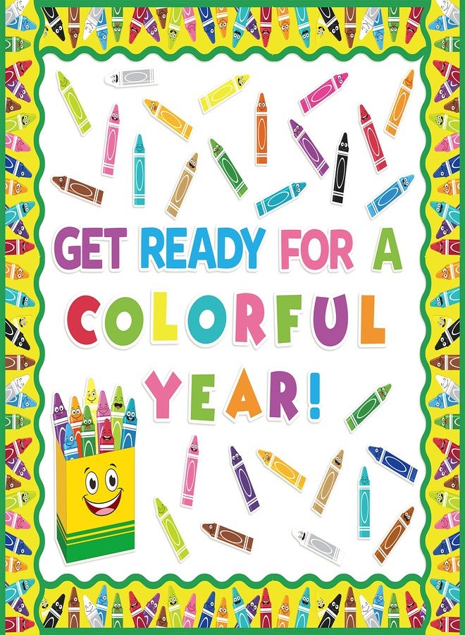 CPicdn 118Pcs Crayon Cutouts Back to School Bulletin Board Set Colorful Crayons Pencil Name Tags Label First Day of School Classroom Decorations - Image 1