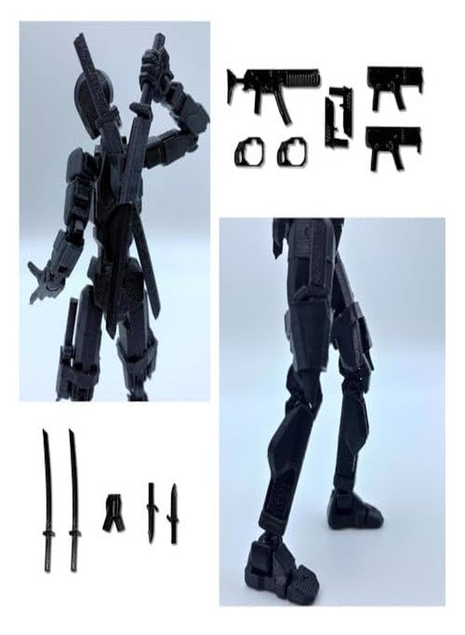 CERO T13 Action Figure Robot | 3D Printed Dummy 13 Anime Robot | Multi-Joint Movable Collectible Figure | Fidget Desk Gadget (Black & Blue PLA) - Image 4