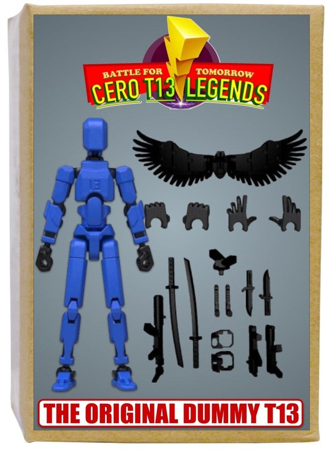 CERO T13 Action Figure Robot | 3D Printed Dummy 13 Anime Robot | Multi-Joint Movable Collectible Figure | Fidget Desk Gadget (Black & Blue PLA) - Image 1