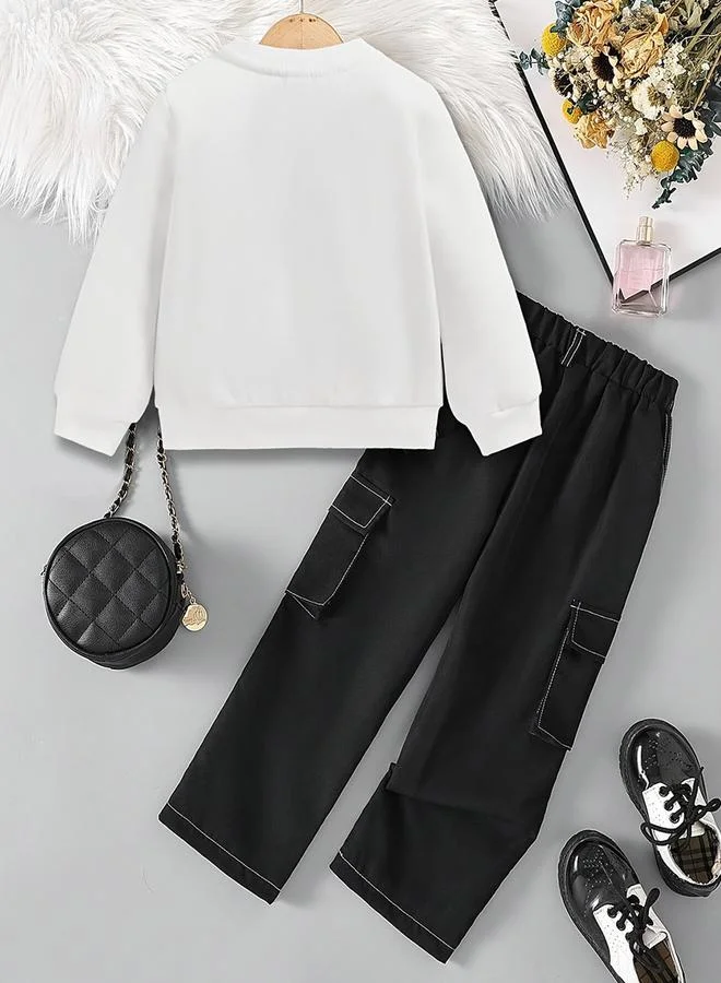 Take Two Girls Graphic Print Sweatshirt with Pants Set