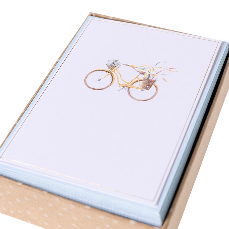 Graphique Watercolor Bike Cards | Pack of 16 Cards with Envelopes | Blank Inside | All Occasion Greetings | Glitter and Gold Foil Accents | Family and Friends | Boxed Set | 3.25" x 4.75" - Image 4