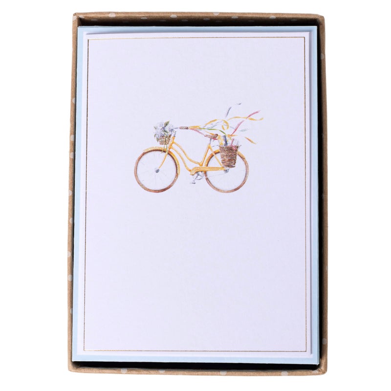 Graphique Watercolor Bike Cards | Pack of 16 Cards with Envelopes | Blank Inside | All Occasion Greetings | Glitter and Gold Foil Accents | Family and Friends | Boxed Set | 3.25" x 4.75" - Image 1