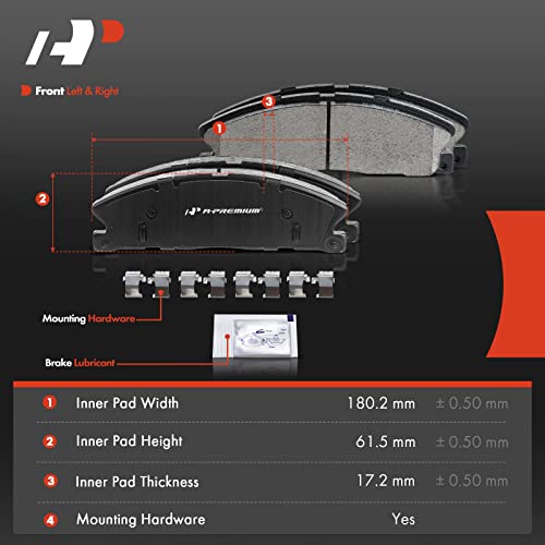 A-Premium Front and Rear Ceramic Disc Brake Pads Set Compatible with Select Ford and Lincoln Models - Taurus, Explorer, Flex, Police Interceptor Sedan/Utility, Special Service Police Sedan, MKS, MKT - Image 5