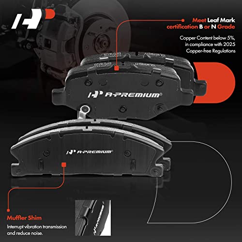 A-Premium Front and Rear Ceramic Disc Brake Pads Set Compatible with Select Ford and Lincoln Models - Taurus, Explorer, Flex, Police Interceptor Sedan/Utility, Special Service Police Sedan, MKS, MKT - Image 2