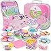 PRE-WORLD Tea Party Set for Toddles 3553PCS Musical Kids Tea Set for Little Girls with DessertCookiesDoughnutCakeCake StandTablecloth Carrying CaseKitchen Pretend Play Toys for Girls Boys Age 36 - Image 2