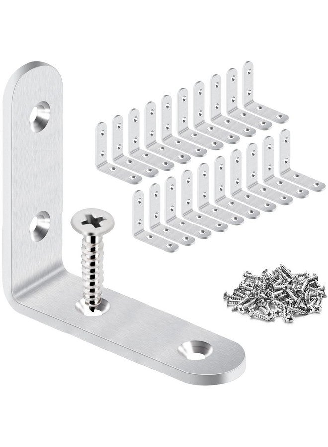 LuckIn 20 Pcs L Bracket Corner Brace Sets 2.5" x 2.5", Stainless Steel Corner Bracket, 90 Degree Right Angle Bracket with 80 Pcs Screws - Image 1