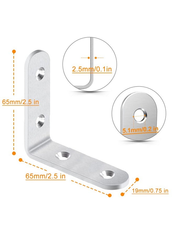 LuckIn 20 Pcs L Bracket Corner Brace Sets 2.5" x 2.5", Stainless Steel Corner Bracket, 90 Degree Right Angle Bracket with 80 Pcs Screws - Image 2