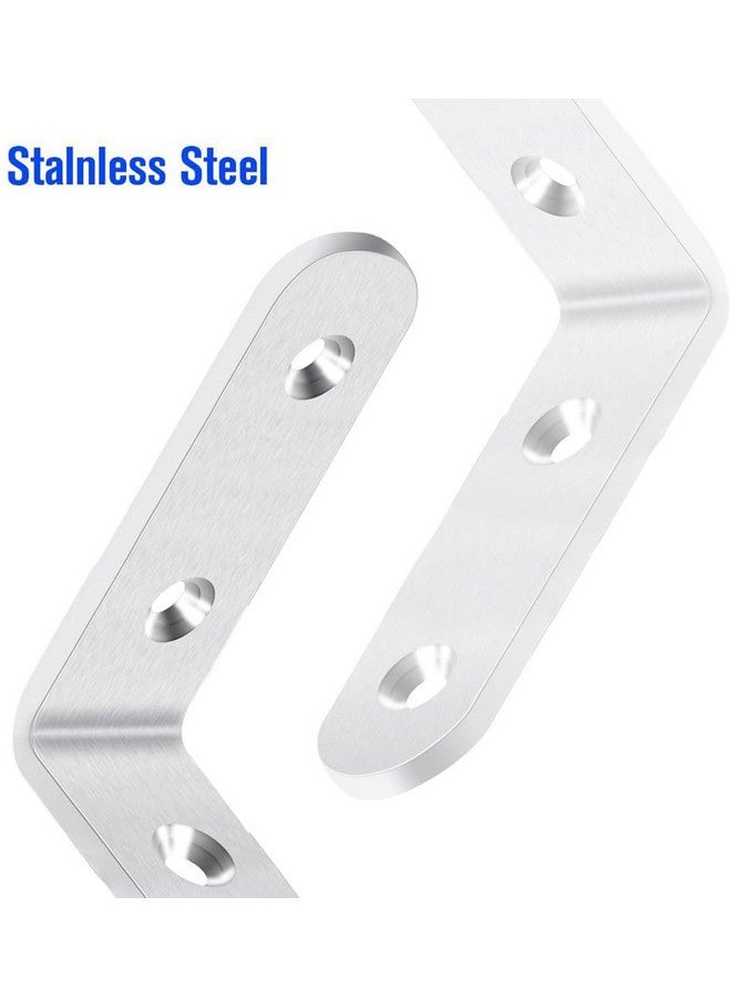 LuckIn 20 Pcs L Bracket Corner Brace Sets 2.5" x 2.5", Stainless Steel Corner Bracket, 90 Degree Right Angle Bracket with 80 Pcs Screws - Image 3