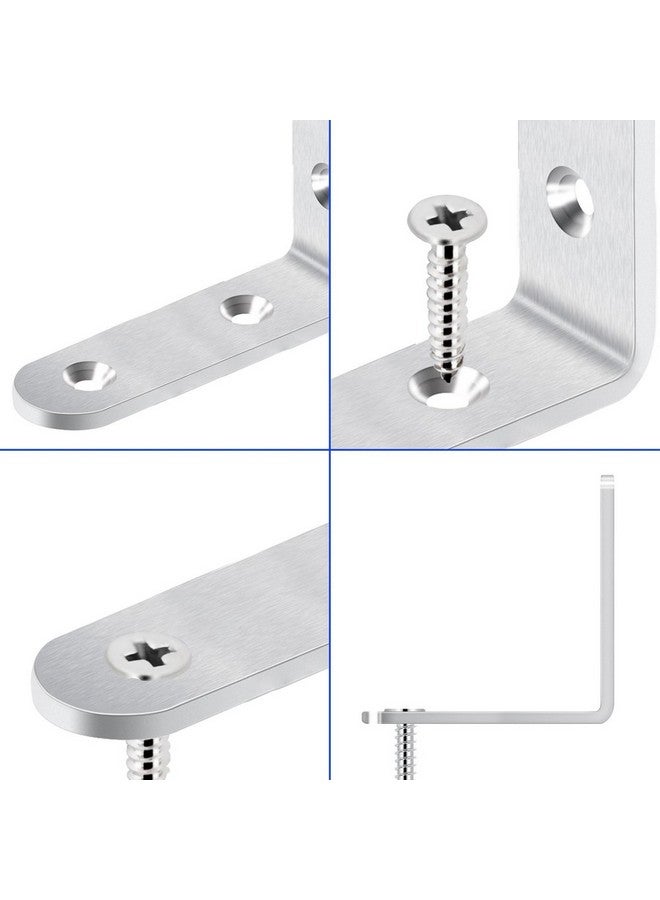 LuckIn 20 Pcs L Bracket Corner Brace Sets 2.5" x 2.5", Stainless Steel Corner Bracket, 90 Degree Right Angle Bracket with 80 Pcs Screws - Image 4