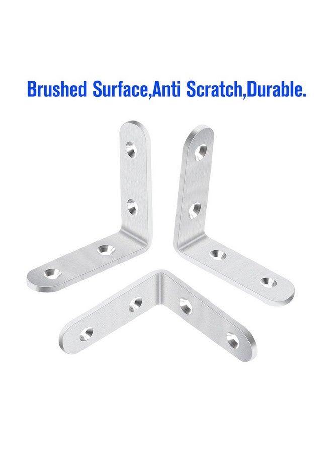 LuckIn 20 Pcs L Bracket Corner Brace Sets 2.5" x 2.5", Stainless Steel Corner Bracket, 90 Degree Right Angle Bracket with 80 Pcs Screws - Image 5