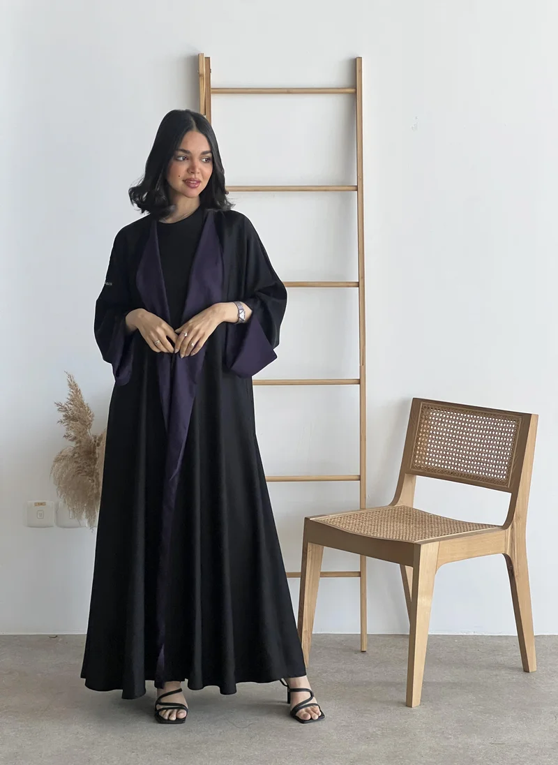 Lusin Abaya Black & purple Double-Face Cloché Abaya