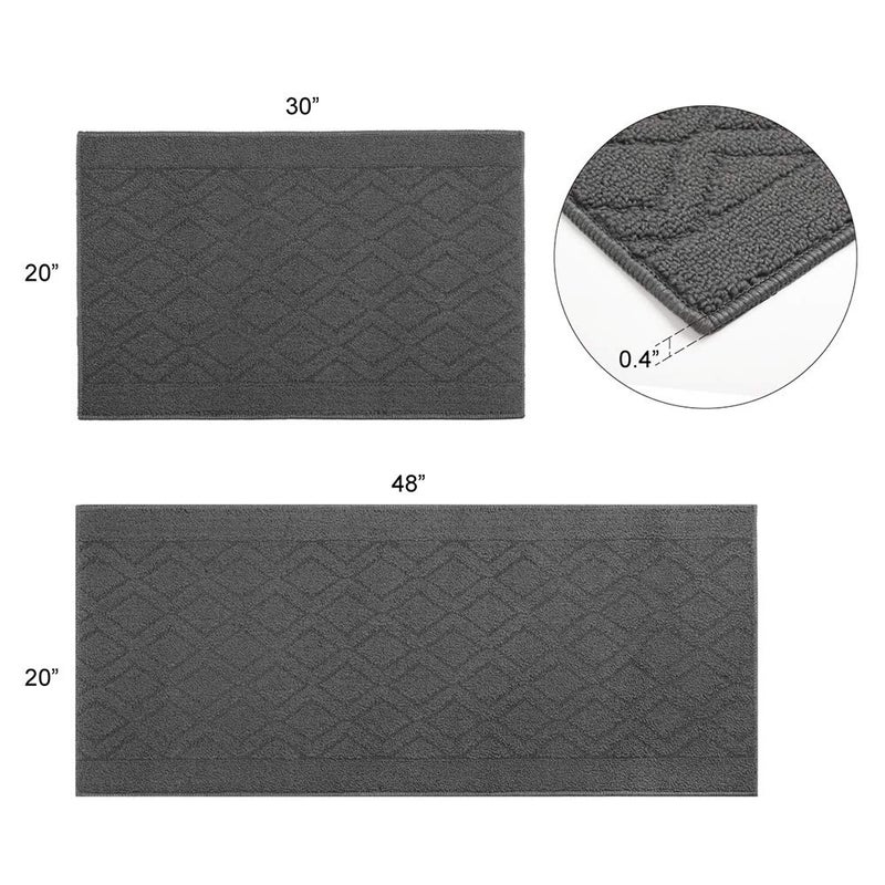 COSY HOMEER COSY HOMEER 48x20 Inch/30X20 Inch Kitchen Rug Mats Made of 100% Polypropylene 2 Pieces Soft Kitchen Mat Specialized in Anti Slippery and Machine Washable (Grey) - Image 5