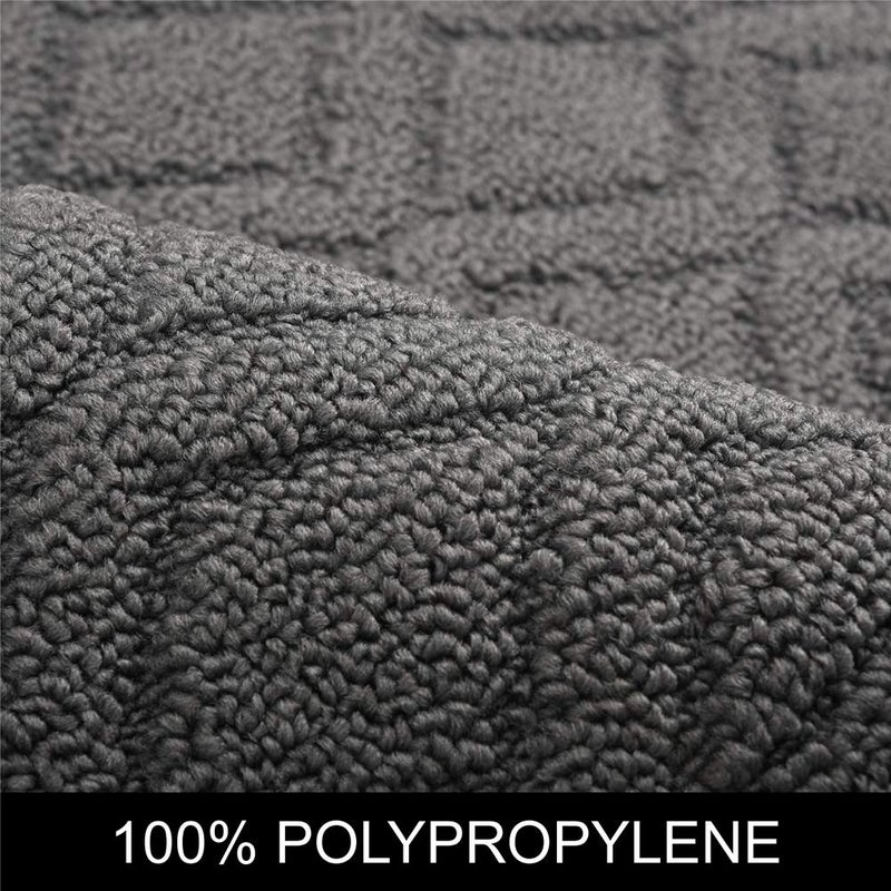 COSY HOMEER COSY HOMEER 48x20 Inch/30X20 Inch Kitchen Rug Mats Made of 100% Polypropylene 2 Pieces Soft Kitchen Mat Specialized in Anti Slippery and Machine Washable (Grey) - Image 2