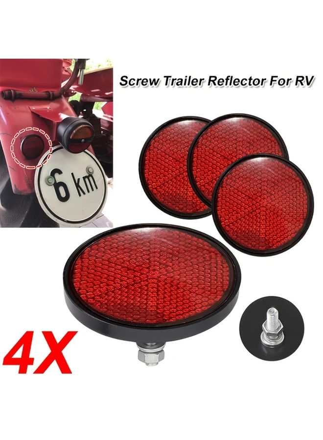 4 Pcs Red 60mm Round Screw Trailer Reflector For Truck Caravan Car - Image 2