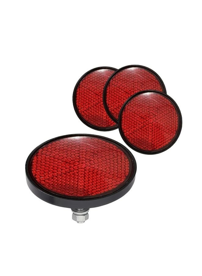 4 Pcs Red 60mm Round Screw Trailer Reflector For Truck Caravan Car - Image 1