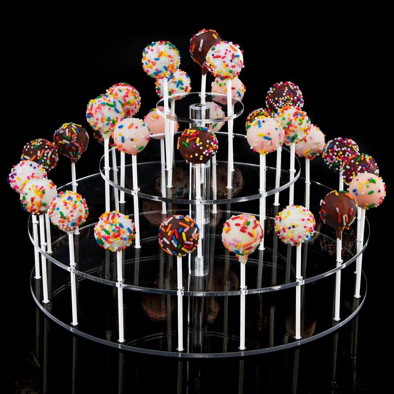 YestBuy Cake Pop Display Stand 30 Hole Cake Pop Holder  3 Tiered Lollipop Holder for Weddings Birthday Parties Anniversaries Gift Halloween Christmas Candy Decorative Clear