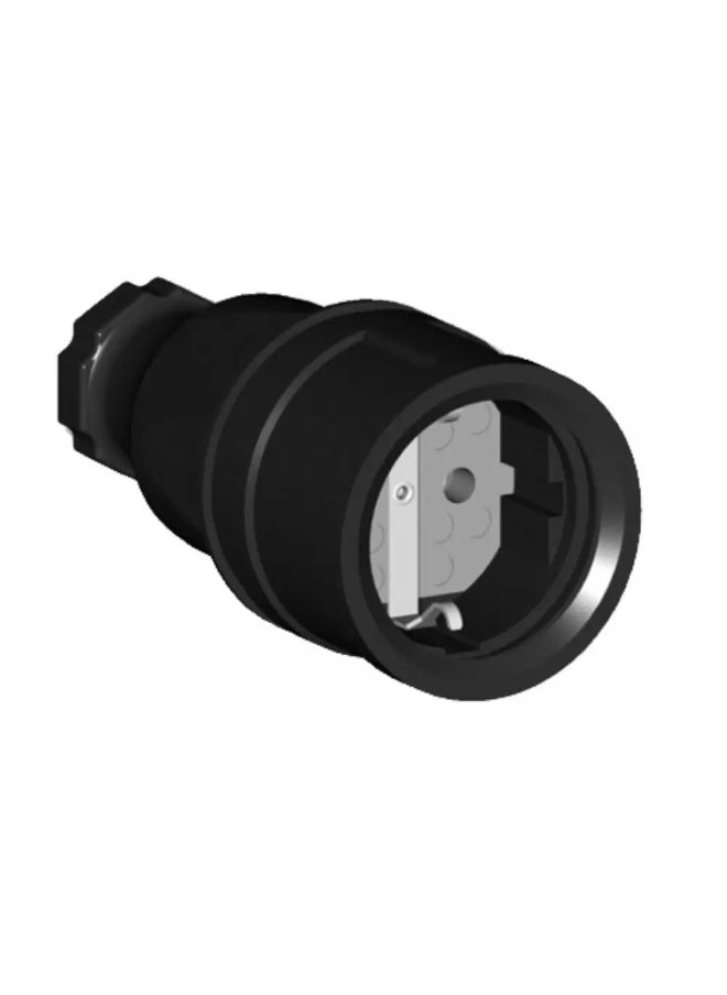 PCE PCE Solid Rubber Safety Socket, 2 Poles 16A 250V IP20, Dimensions: Ø52 x L94mm. 