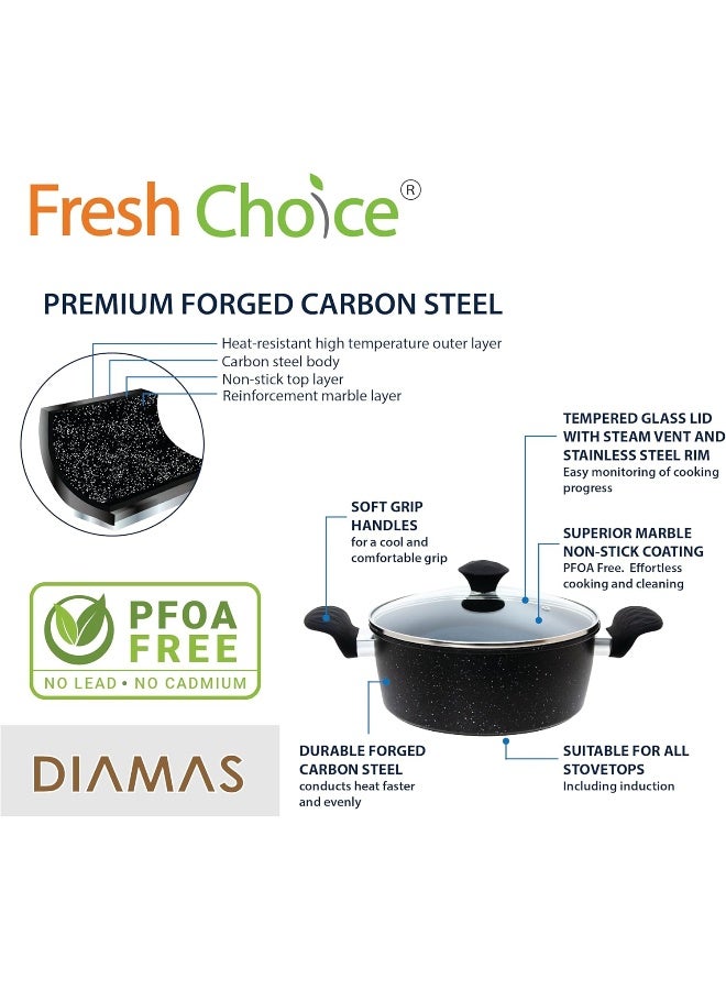 fresh choice طقم أواني الطهي DIAMAS 10 قطع غير لاصق من الفولاذ الكربوني المطروق - Image 4