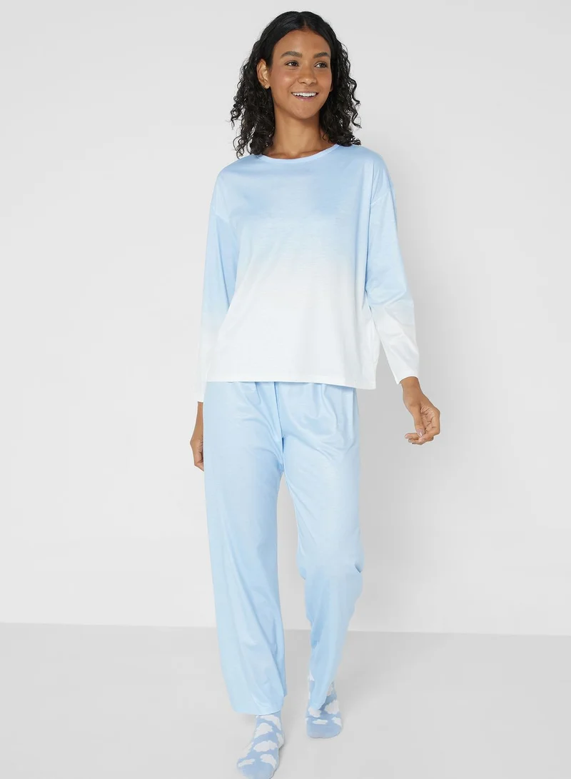 Ginger Ombre Print Top & Pyjama Set