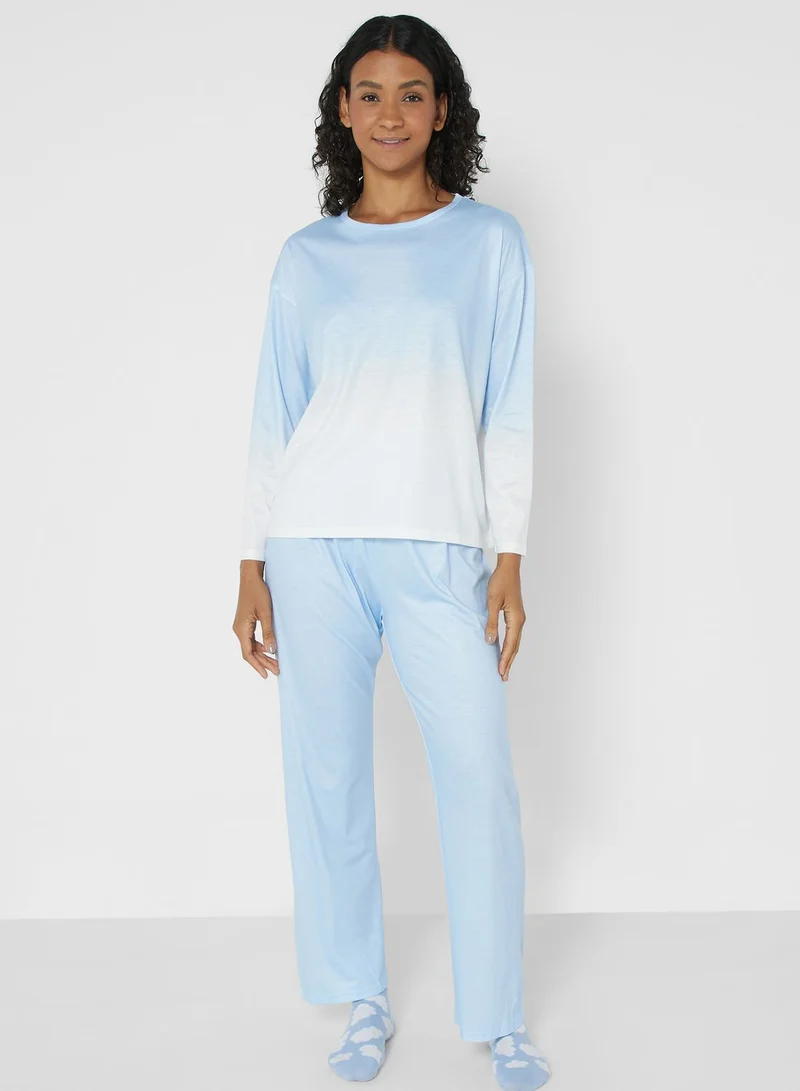 Ginger Ombre Print Top & Pyjama Set