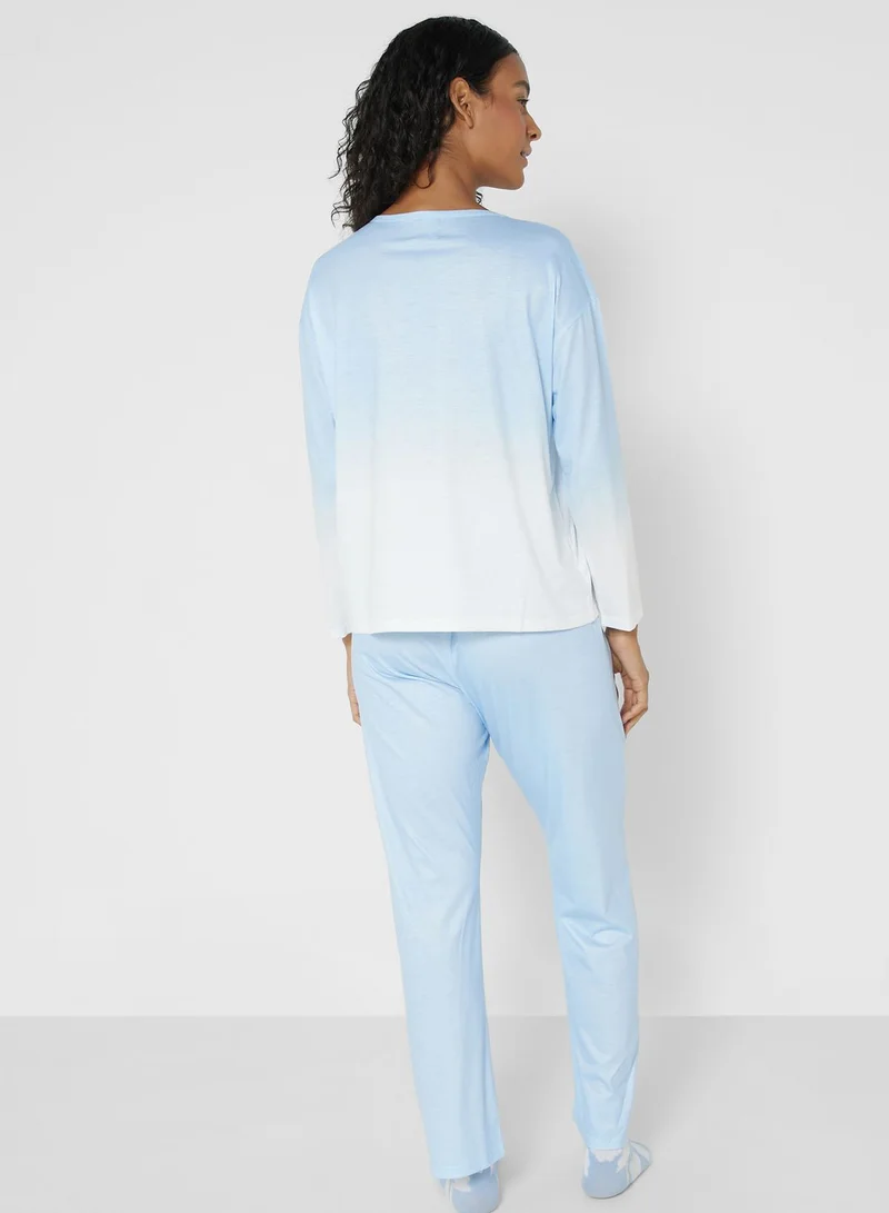 Ginger Ombre Print Top & Pyjama Set
