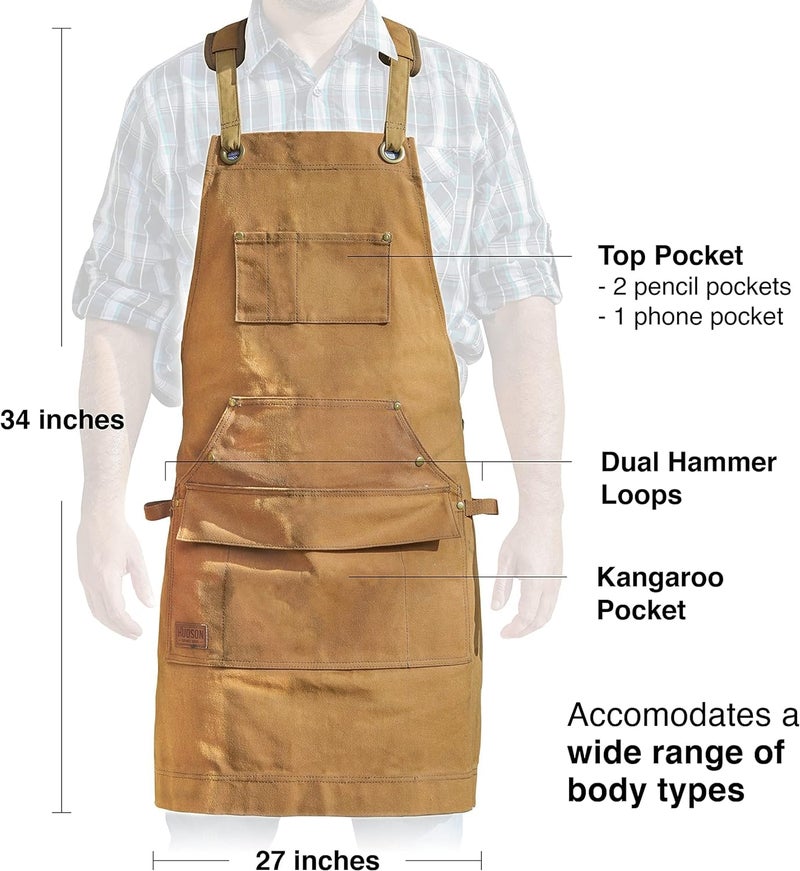 Hudson Durable Goods - Woodworking Edition - Waxed Canvas Apron - Brown - Image 3