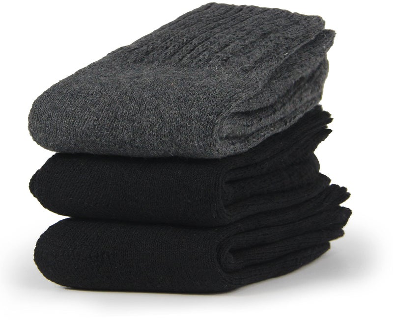 BenSorts Women's Winter Boots Socks 3 Pair Pack Thick Warm Cozy Crew Socks Mom Gifts Black Black Gray - Image 3