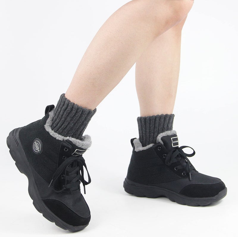 BenSorts Women's Winter Boots Socks 3 Pair Pack Thick Warm Cozy Crew Socks Mom Gifts Black Black Gray - Image 2