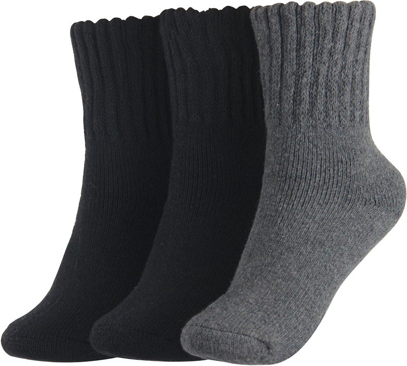 BenSorts Women's Winter Boots Socks 3 Pair Pack Thick Warm Cozy Crew Socks Mom Gifts Black Black Gray - Image 1