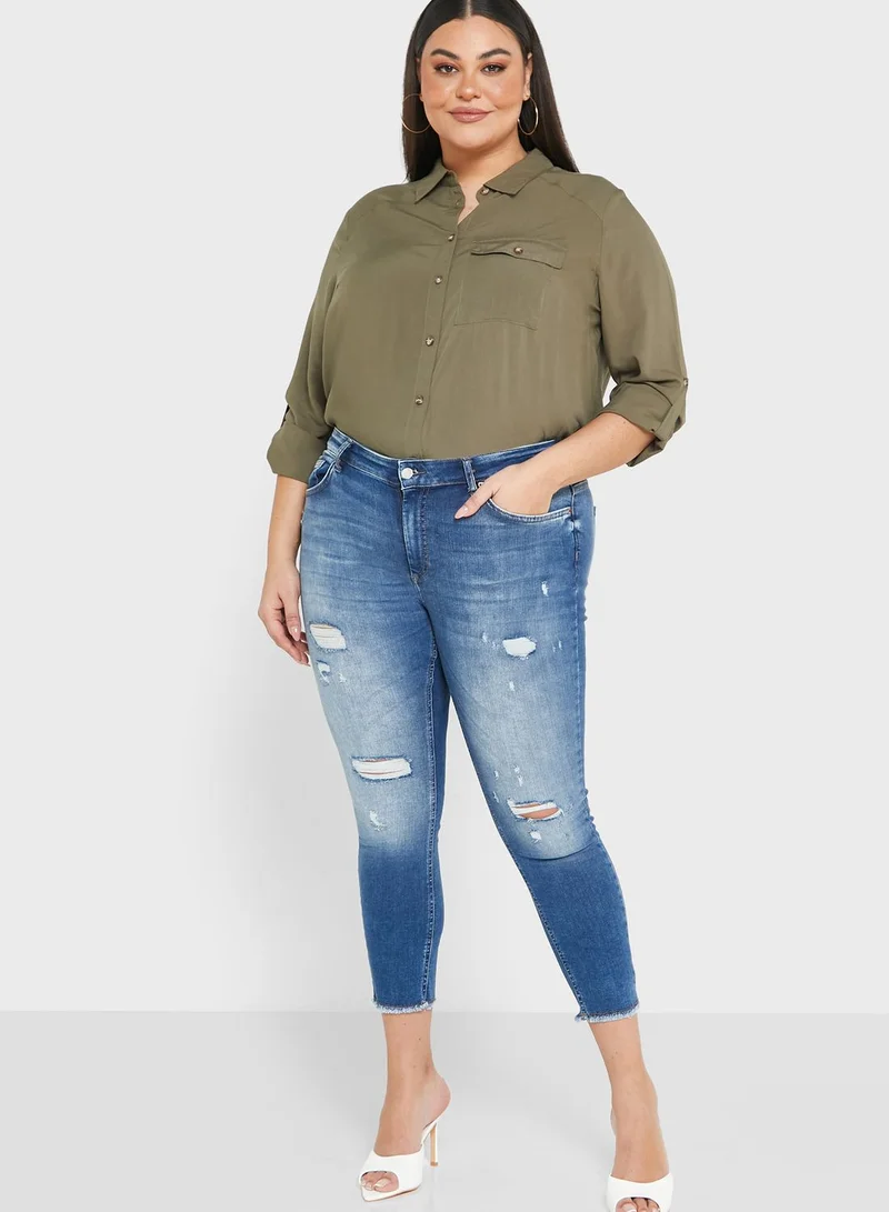 Only Carmakoma Ripped Skinny Jeans