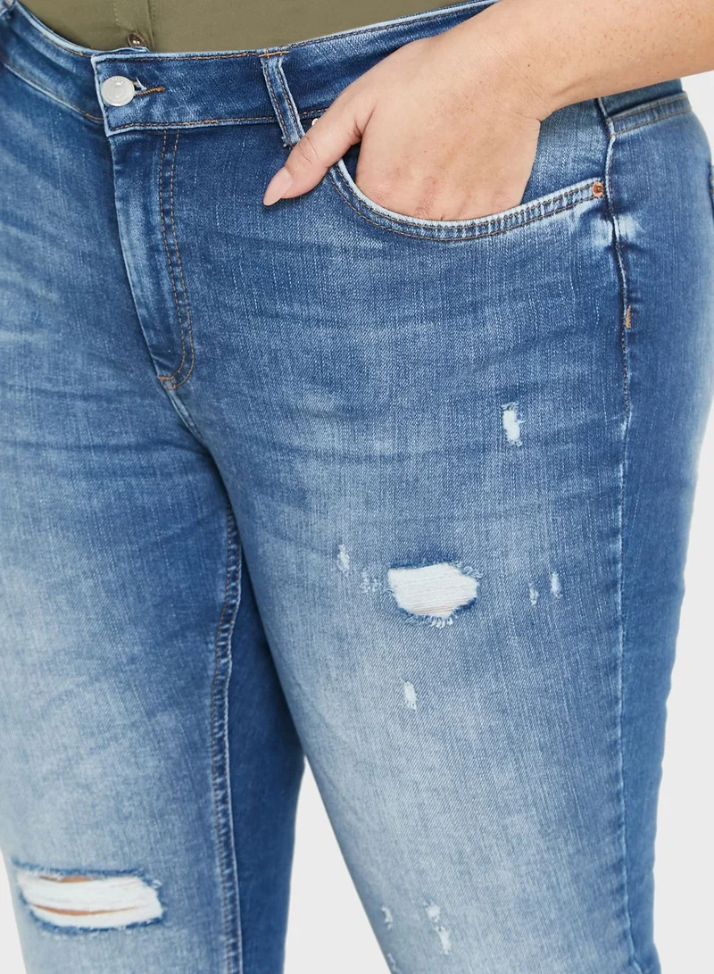 Only Carmakoma Ripped Skinny Jeans