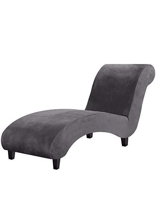 H.VERSAILTEX HVERSAILTEX Chaise Lounge Cover Indoor Velvet Chaise Slipcover High Stretch Lounge Chair Cover Luxury Armless Chaise Cover for Living Room Machine Washable Grey 