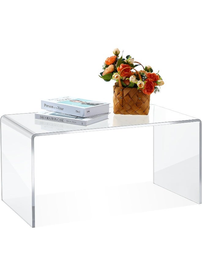 TPGP Acrylic Side Table, 23.6 X 15.7 X 15.7, Long Clear End Table, Transparent Bedside Nightstand Stool For Living Room, Office, Bedroom, Bathroom - Image 1