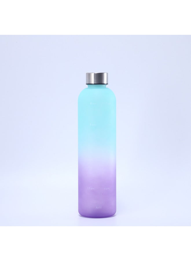 Large Capacity Sports Water Bottle 1000ml Stainless Steel Cover Cup Body 8 Color Gradient Spray Paint Sports Water Cup In Stock-Color:Blue + Purple Gradient-Capacity:1000ml - Image 1