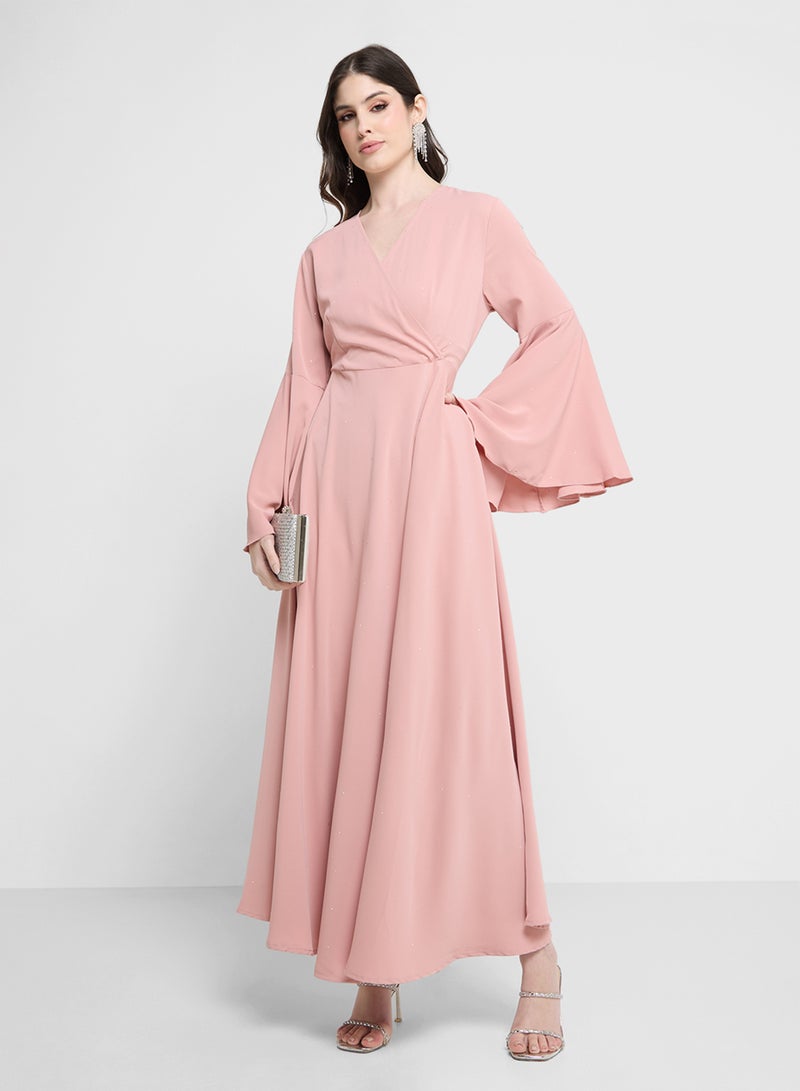 Khizana Dress With Flare Sleeve - Image 4