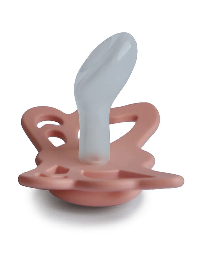 FRIGG Butterfly Silicone Baby Pacifier 6-18M Pretty in Peach Size 2