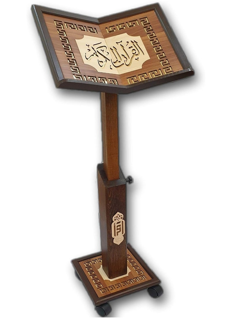 The Holy Qur’an holder is movable, the head is made of natural wood, the head is adjustable and moveable, and it is also adjustable for a leg height of up to 110 cm, large size.