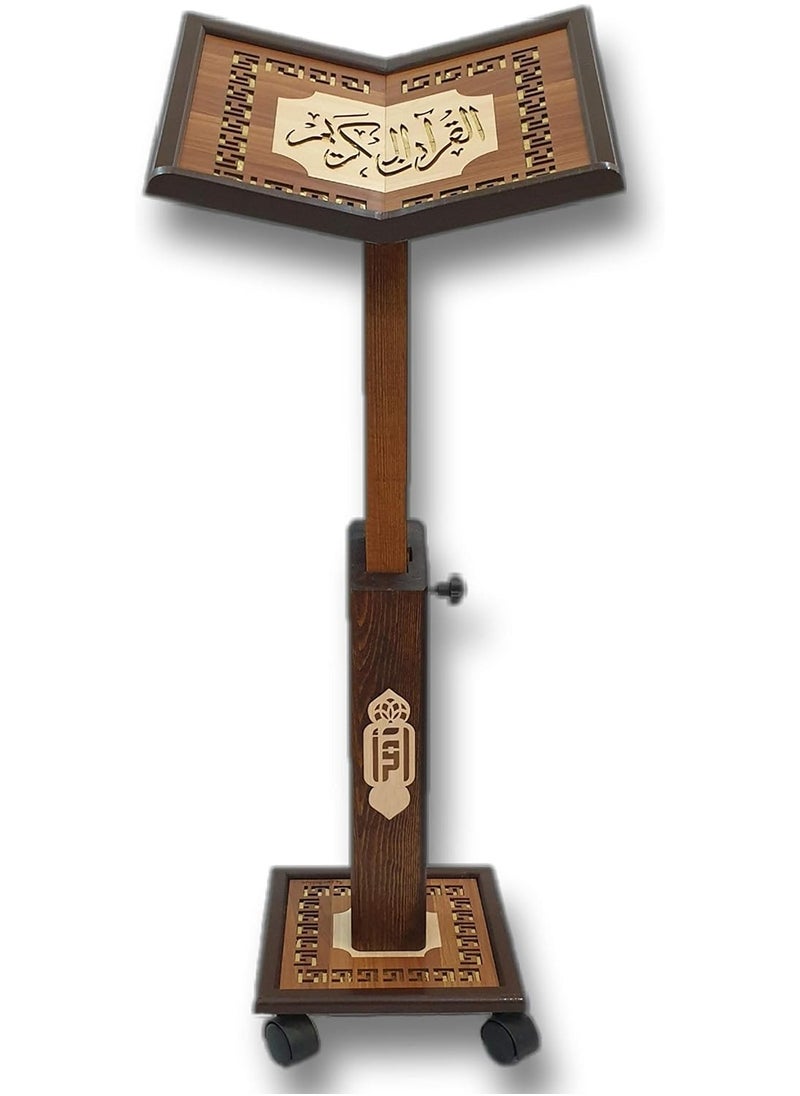 The Holy Qur’an holder is movable, the head is made of natural wood, the head is adjustable and moveable, and it is also adjustable for a leg height of up to 110 cm, large size.