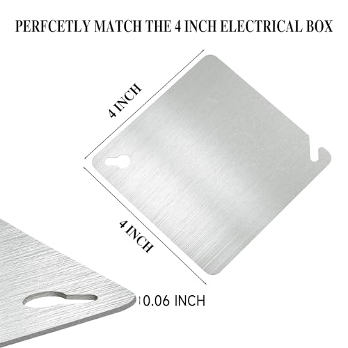 Laowu 4x4 Metal Electrical Box Cover Plate, 4 Pcs Electric Junction Box Panel, 4 Inch Galvanized Steel Metal Corrosive Resistant Cover For Electrical Boxes - Image 3