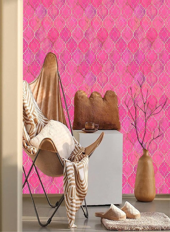MuralPeel ورق جدران MuralPeel العصري باللونين الوردي والذهبي بنمط فسيفساء الكريستال، سهل اللصق والإزالة، مناسب لغرف النوم والخزائن، ومناسب للمستأجرين. - Image 2