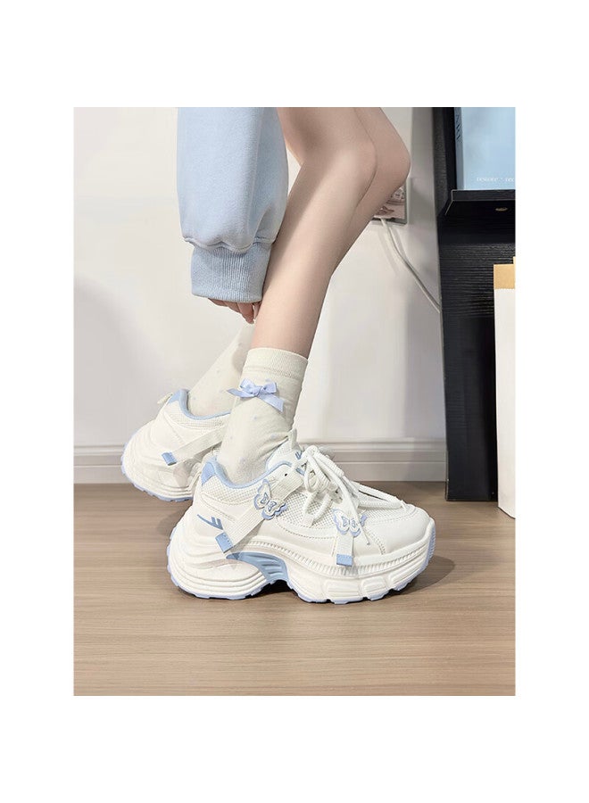 Pull Back Huili White And Blue Butterfly Dad Sneakers For Women, New Versatile Lightweight Student Shoes, Women's Sports Shoes, Light Blue, Size 35 - Image 4