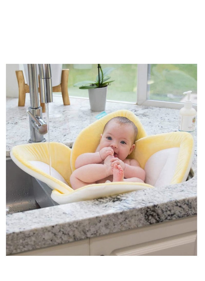 ULHYC Baby Bathtub Baby Bath Mat Seat, Sponge Folding Fits Most Sinks Newborn & Baby Essentials(Blooming Flower) - Image 3