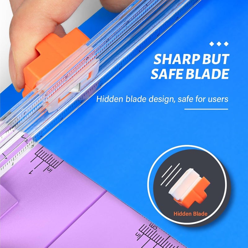 Evteck Store Paper Cutter 12 Inch Paper Trimmer Slider Crafting Scrapbooking Supplies for A4 Vinyl Photo Cardstock with Security Blade and Foldable Ruler - Image 3