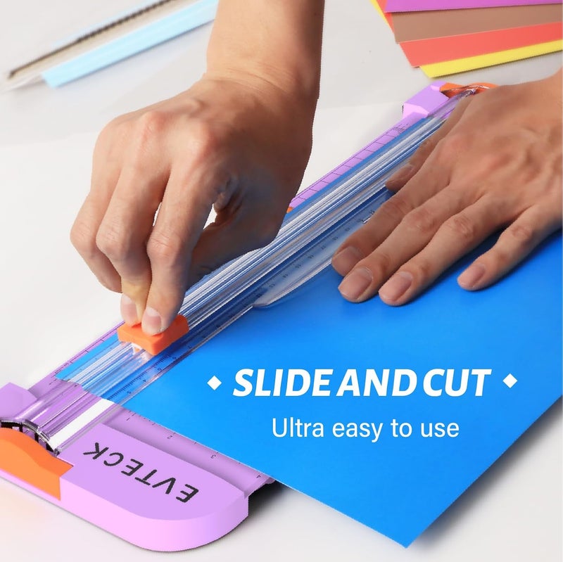 Evteck Store Paper Cutter 12 Inch Paper Trimmer Slider Crafting Scrapbooking Supplies for A4 Vinyl Photo Cardstock with Security Blade and Foldable Ruler - Image 2