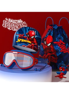SPIDERMAN Marvel's Spiderman Goggle Set with Swimming Cap, Earplugs, Swimming Bag And Leak-Proof Goggles - Waterproof Swimming Goggles that Can Effectively Block Ultraviolet Rays 