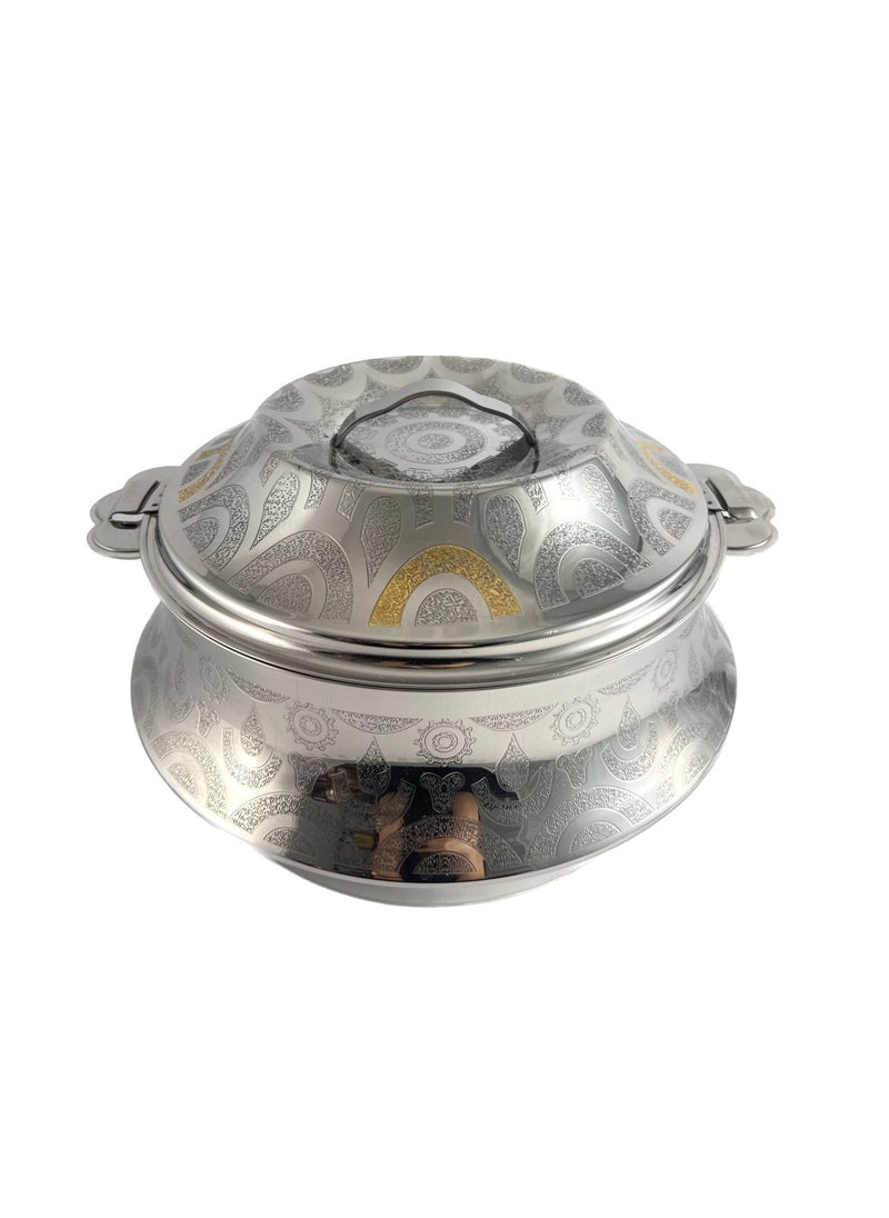 Homemaker Orcus Hotpot 1500ml Capacity - Unique Locking Lid - High Quality Stainless Steel - Gold  Etching & Silver 