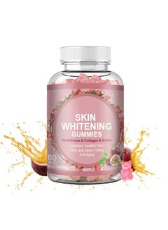 SKIN Skin Whitening Gummies 60 Capsules, Glutathione, Collagen and Biotin Fudge, Skin Whitening Gummies, Reduce Acne, Detox, Anti Aging, Spots Fading and Make Skin Glow, Advanced Collagen Supplement  - Image 1