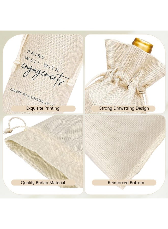 Engagement & Wedding Wine Bottle Gift Bags Pair – Cotton Drawstring Packaging – Pairs Well With Engagements/Wedding Celebration – Decorative Holder – Durable (2 Bags) - Image 2